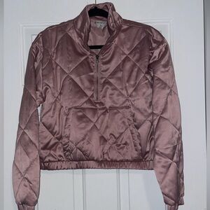Forever 21 Quilted Satin Puffer Jacket - Mauve